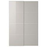 HOKKSUND pair of sliding doors, high-gloss light grey, 150x236 cm