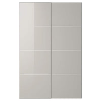 HOKKSUND - Pair of sliding doors, high-gloss light grey, 150x236 cm - best price from Maltashopper.com 69439710