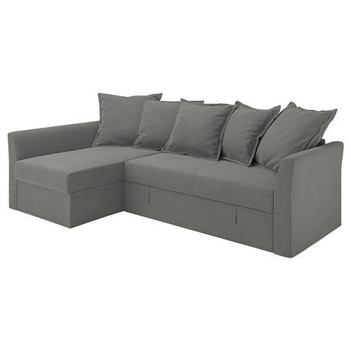 HOLMSUND - Cover for corner sofa bed, Borgunda dark grey