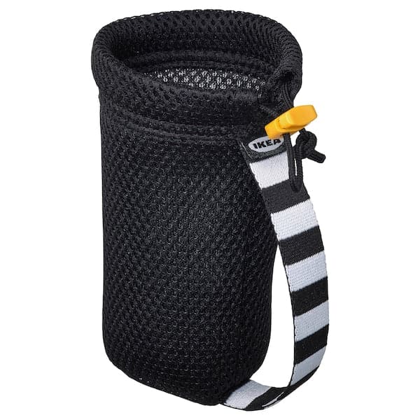 HOPTRASSLA - Bottle carrier, black, 6x15 cm