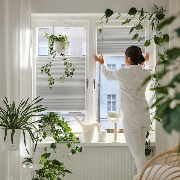 Ikea HORNVALLMO - Block-out pleated blind, white/top-down bottom-up, 100x130 cm