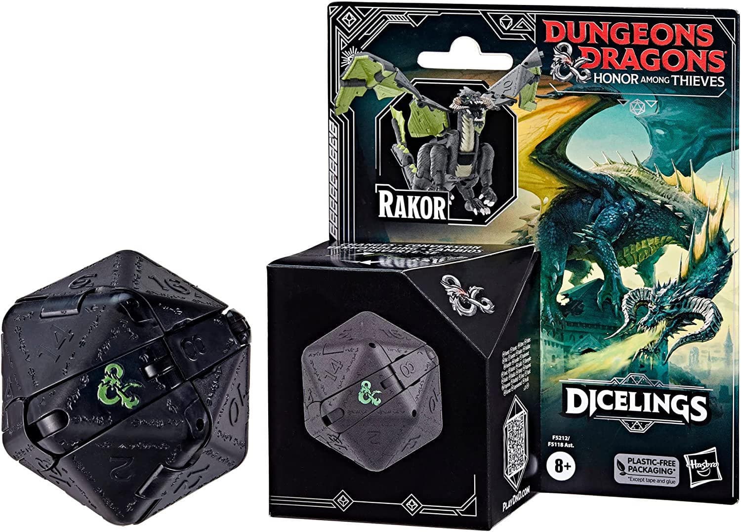 Dungeons & Dragons: Honor Among Thieves, D&D Dicelings, Black Dragon Rakor, adult collectible D&D monster, convertible die, giant d20, action figure, RPG, die