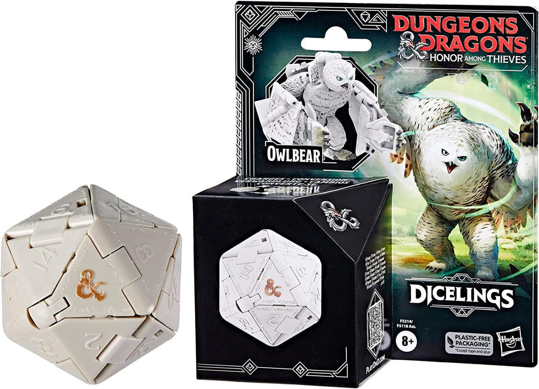 Dungeons & Dragons: Honor Among Thieves, D&D Dicelings, White Owlbear, Adult D&D Collectible Monster, Convertible Die, Giant d20, Action Figure, RPG, Dice