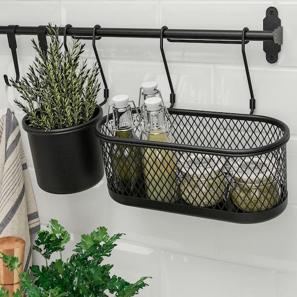 HULTARP - Container, black/mesh, 31x16 cm - best price from Maltashopper.com 20448834