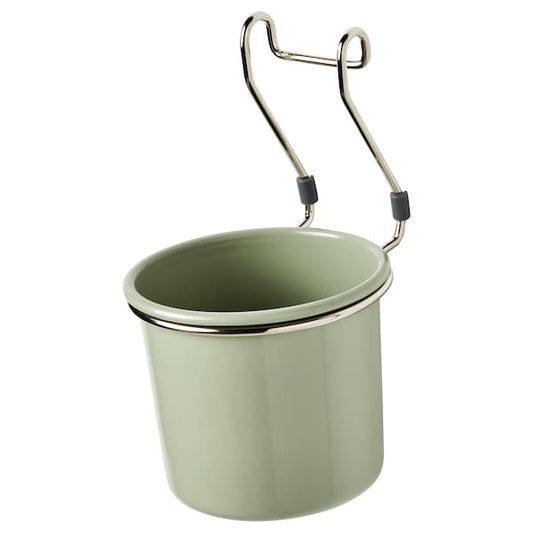 HULTARP - Container, green/nickel-plated, 14x16 cm - best price from Maltashopper.com 90444451