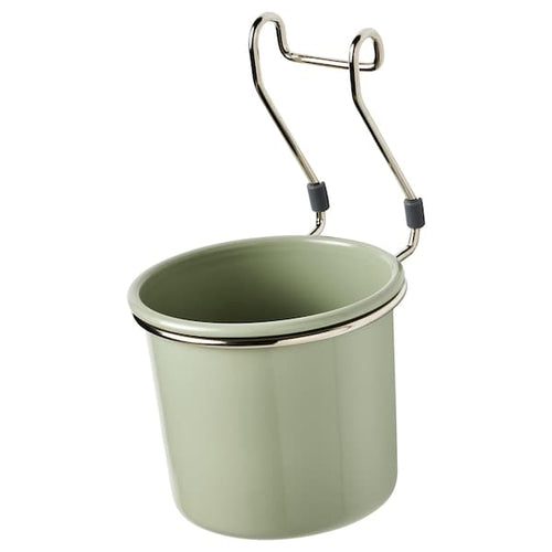HULTARP - Container, green/nickel-plated, 14x16 cm