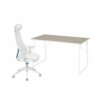 HUVUDSPELARE / MATCHSPEL - Gaming desk and chair, beige/white , - best price from Maltashopper.com 29490965