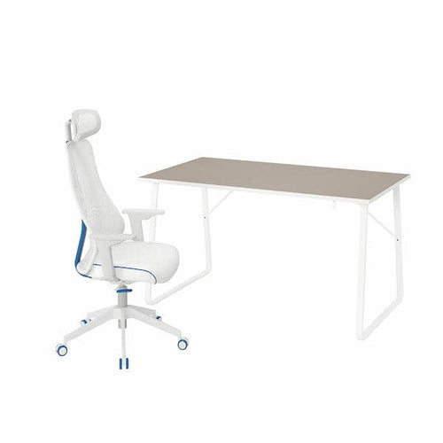 HUVUDSPELARE / MATCHSPEL - Gaming desk and chair, beige/white ,