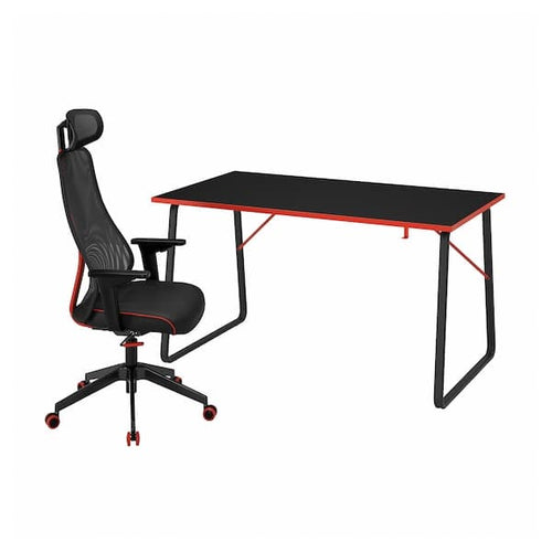 HUVUDSPELARE / MATCHSPEL - Gaming desk and chair, black ,