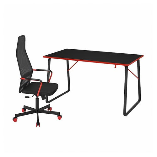 HUVUDSPELARE - Gaming desk and chair, black ,