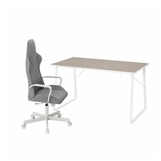 Ikea HUVUDSPELARE / UTESPELARE - Gaming desk and chair, beige/grey ,