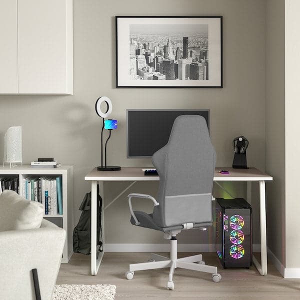HUVUDSPELARE / UTESPELARE - Gaming desk and chair, beige/grey , - best price from Maltashopper.com 69492769