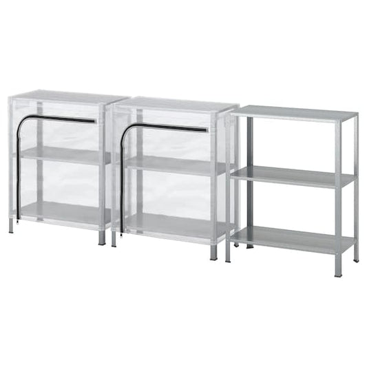 Ikea HYLLIS - Shelving units with covers, transparent, 180x27x74 cm