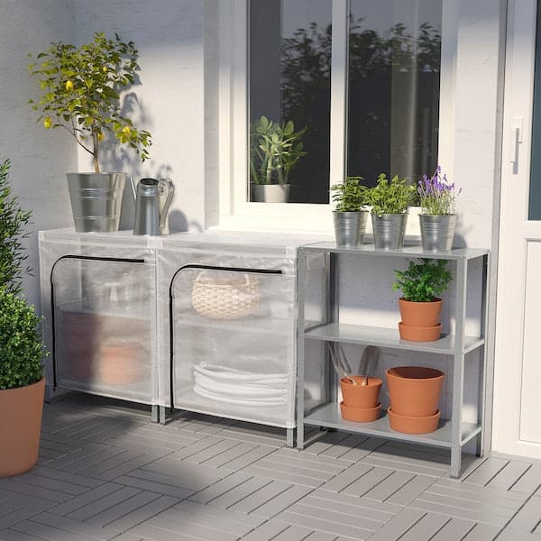 Ikea HYLLIS - Shelving units with covers, transparent, 180x27x74 cm