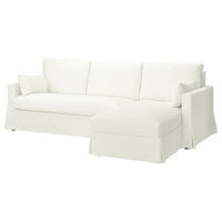 HYLTARP 3-seat sofa w chaise longue, right, Hallarp white, 262 cm