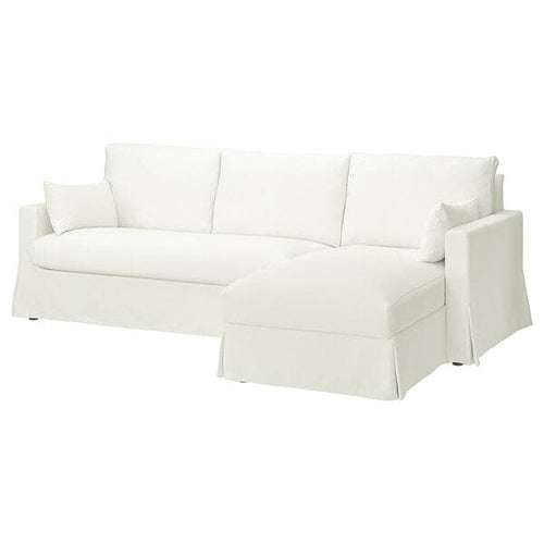 HYLTARP - 3-seater sofa/chaise-longue, right, Hallarp white ,