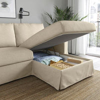 HYLTARP - 3-seater sofa/chaise-longue, right, Hemmesta light beige , - best price from Maltashopper.com 39514975