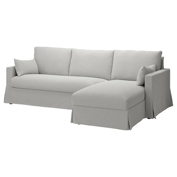 HYLTARP - 3-seater sofa/chaise-longue, right, Tallmyra white/black ,