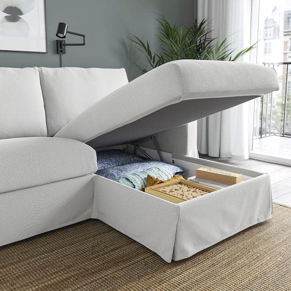 HYLTARP - 3-seater sofa/chaise-longue, right, Tallmyra white/black , - best price from Maltashopper.com 79514997