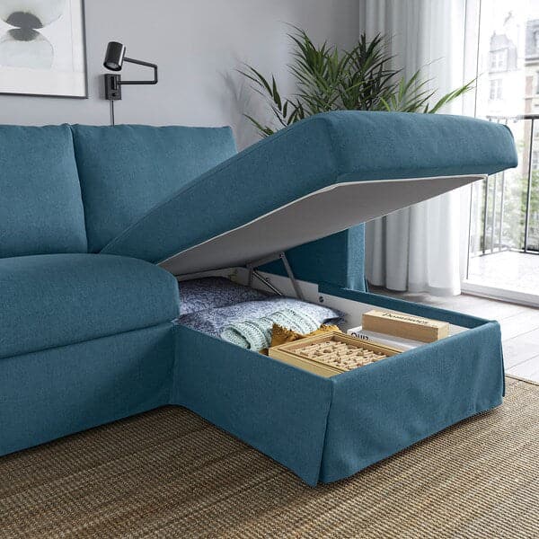 Ikea HYLTARP - 3-seater sofa/chaise-longue, right, Tallmyra blue ,
