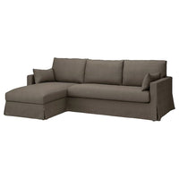 HYLTARP 3-seat sofa w chaise longue, left, Gransel grey-brown, 262 cm