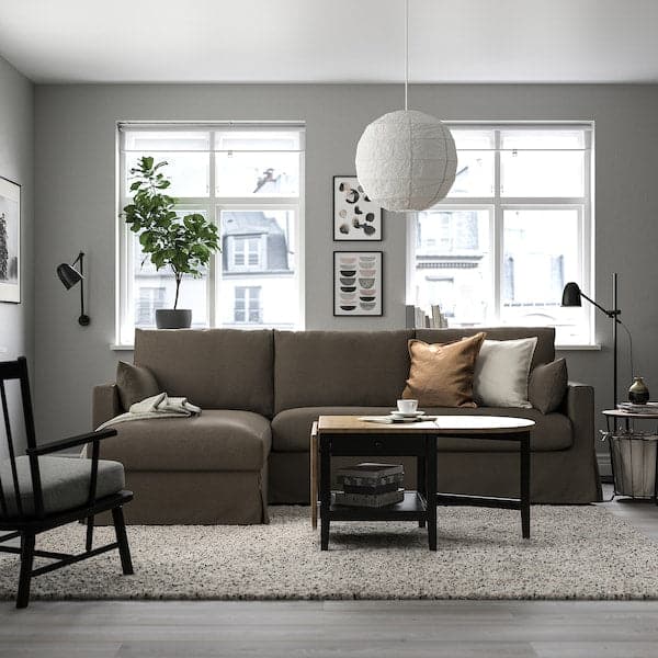 HYLTARP - 3-seater sofa/chaise-longue, left, Gransel dove-grey , - best price from Maltashopper.com 09489680