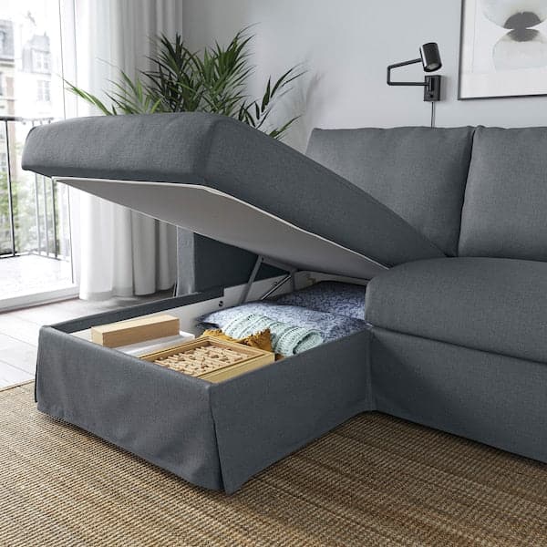 Ikea HYLTARP - 3-seater sofa/chaise-longue, left, Gransel grey ,