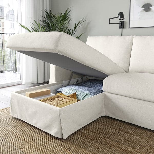 Ikea HYLTARP - 3-seater sofa/chaise-longue, left, Gransel natural ,