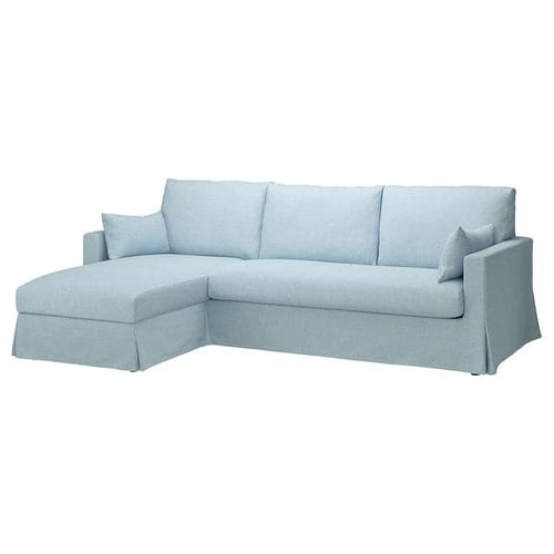 HYLTARP - 3-seater sofa/chaise-longue, left, Kilanda pale blue ,