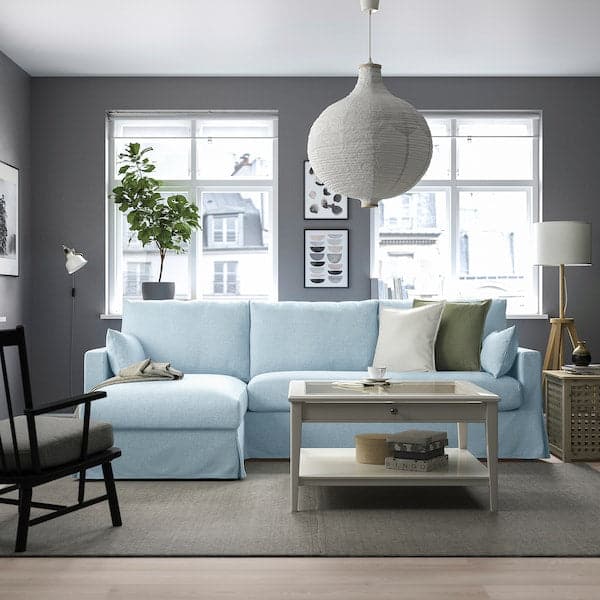 Ikea HYLTARP - 3-seater sofa/chaise-longue, left, Kilanda pale blue ,