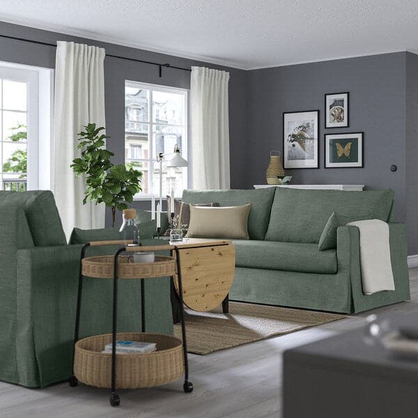 HYLTARP - 3-seater sofa, Hemmesta grey-green , - best price from Maltashopper.com 69514931