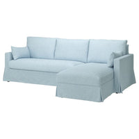 HYLTARP cover f 3-seat sofa w ch lng, right, Kilanda pale blue