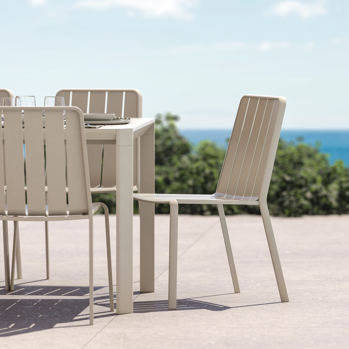 IDAHO ALUMINIUM CHAIR BEIGE 58X52X87CM