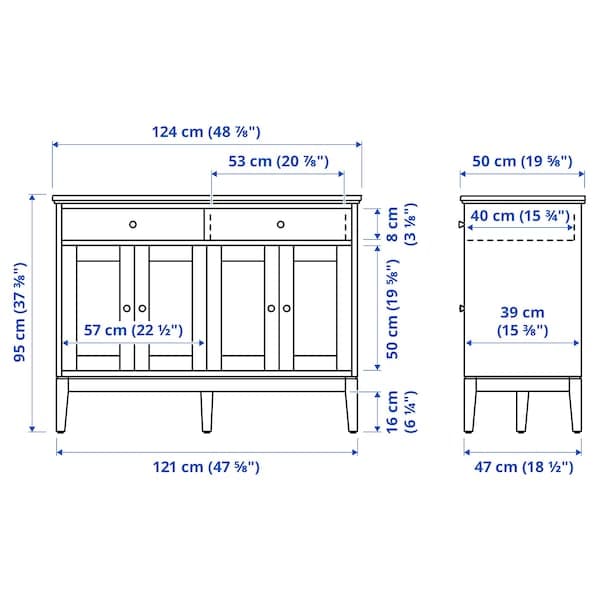Ikea IDANÄS - Sideboard, dark brown stained, 124x50x95 cm
