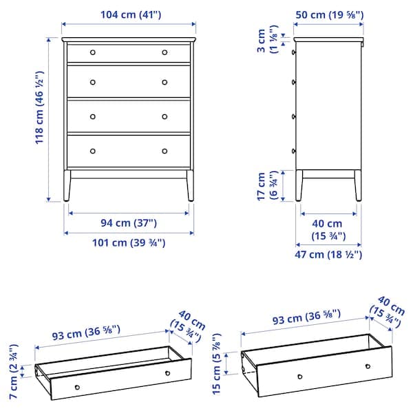 Ikea IDANÄS - Chest of 4 drawers, white, 104x118 cm