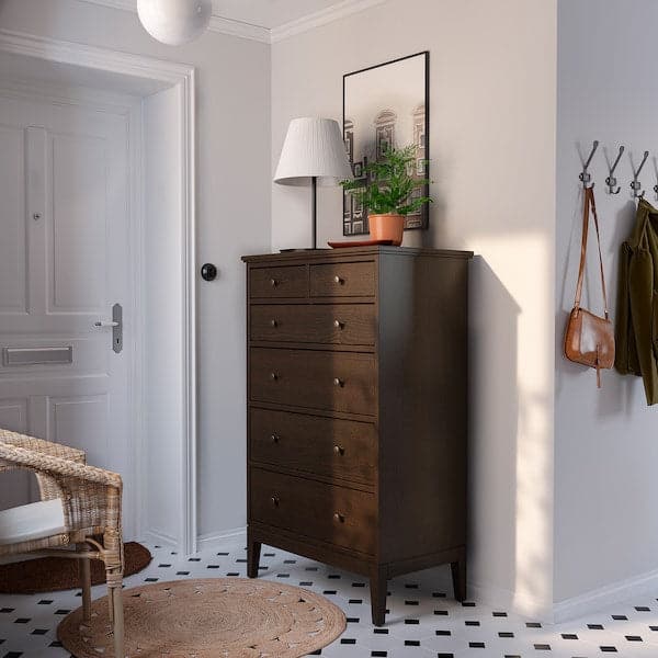 Ikea IDANÄS - Chest of 6 drawers, dark brown stained, 84x135 cm