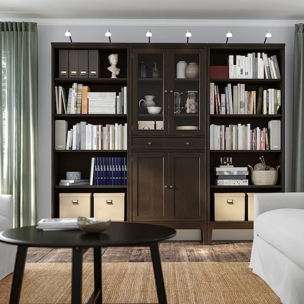 Ikea IDANÄS - Storage combination w glass doors, dark brown/stained, 244x39x211 cm