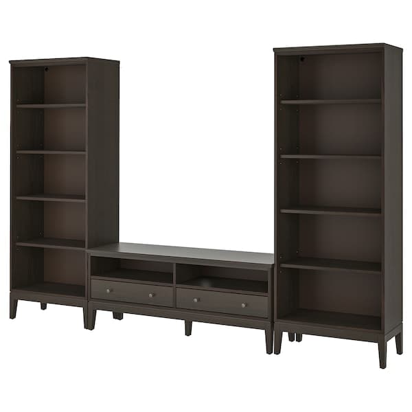 IDANÄS - TV storage combination, dark brown/stained, 325x40x211 cm