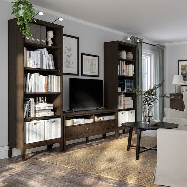 IDANÄS - TV storage combination, dark brown/stained, 325x40x211 cm - best price from Maltashopper.com 39437331