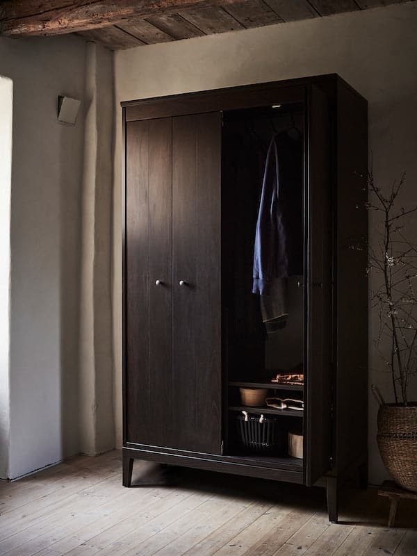 IDANÄS - Wardrobe, dark brown stained, 121x211 cm