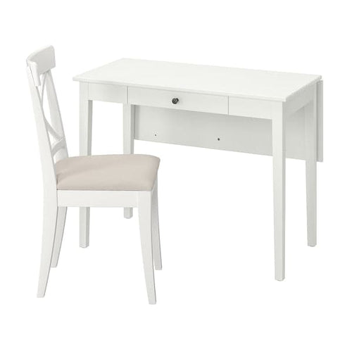 IDANÄS / INGOLF Table and 1 chair - white/Hallarp beige ,