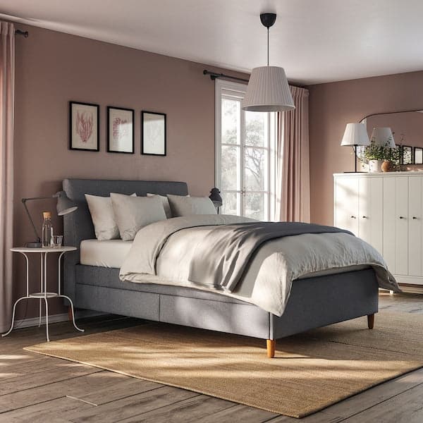 IDANÄS Upholstered storage bed Gunnared dark grey 140x200 cm , 140x200 cm - best price from Maltashopper.com 40447169