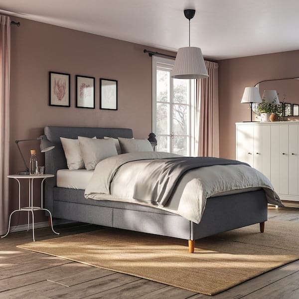 Ikea IDANÄS Upholstered storage bed Gunnared dark grey 140x200 cm , 140x200 cm