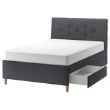 IDANÄS upholstered storage bed, Gunnared dark grey, 140x200 cm