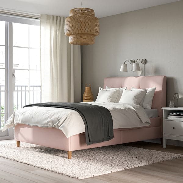 IDANÄS Upholstered storage bed Gunnared pale pink 140x200 cm , 140x200 cm - best price from Maltashopper.com 80447167