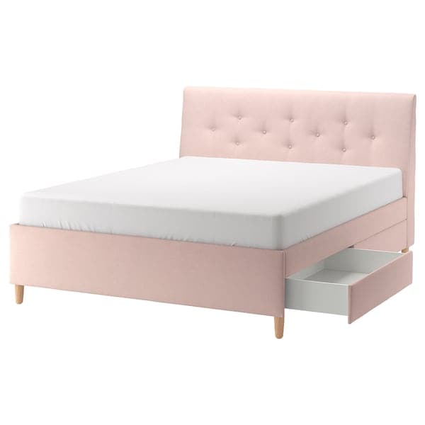 IDANÄS Upholstered storage bed Gunnared pale pink 180x200 cm , 180x200 cm