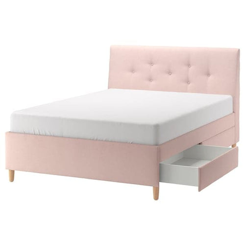 IDANÄS Upholstered storage bed Gunnared pale pink 160x200 cm , 160x200 cm
