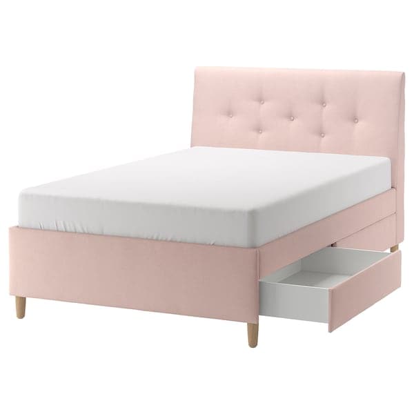 IDANÄS Upholstered storage bed Gunnared pale pink 140x200 cm , 140x200 cm - best price from Maltashopper.com 80447167