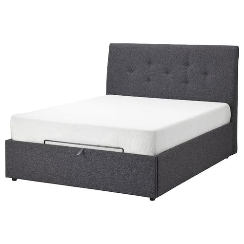 IDANÄS Upholstered bed with storage - Gunnared dark grey 140x200 cm , 140x200 cm