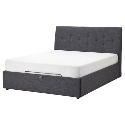 IDANÄS Upholstered bed with storage - Gunnared dark grey 180x200 cm , 180x200 cm